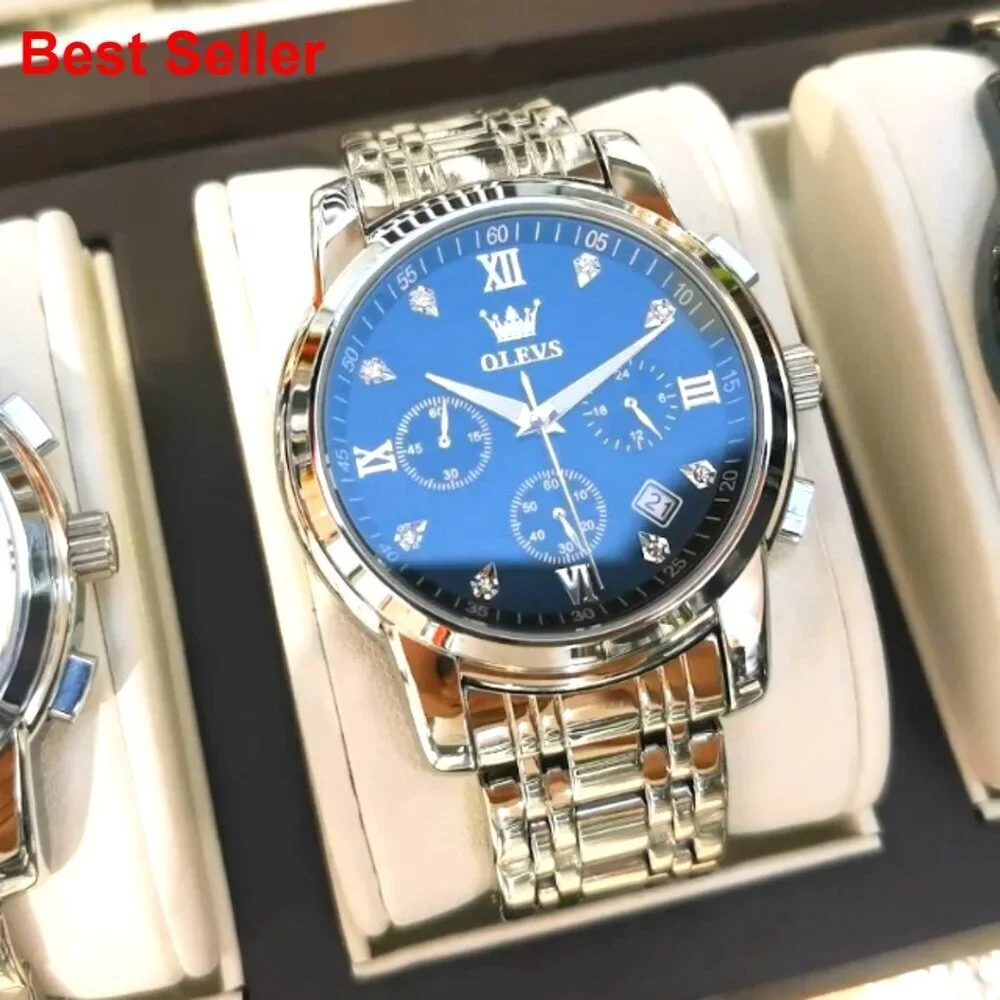 Stainless Steel Waterproof Quartz Analog Watch with Adjustable Bracelet